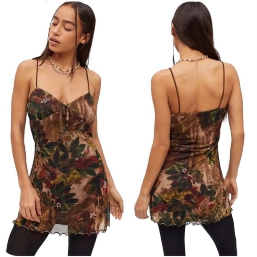 Urban Outfitters Elodie Printed Mesh Mini Dress